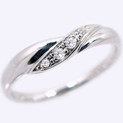 話題の人気 ダイヤモンド 0.06ct ダイヤ 指輪 K18wg ピンキーリング V字 k18 ホワイトゴールド 指輪