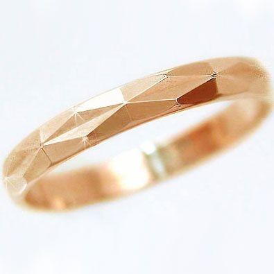 ピンクゴールド 結婚指輪 マリッジリング ダイヤカット ペアリング K10pg 指輪