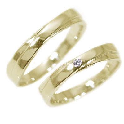ダイヤモンド ゴールドk18 結婚指輪 マリッジリング ペアリング ペア 2本セット K18 指輪 ダイヤ 0.02ct :110326m08