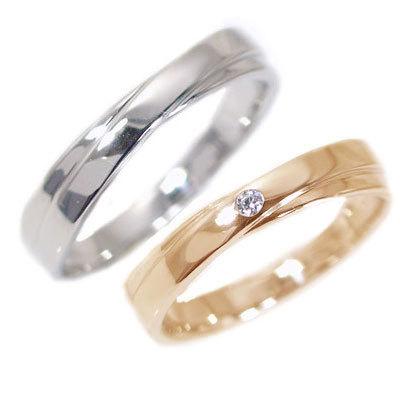 ダイヤモンド ピンクゴールド ホワイトゴールド ペアリング 結婚指輪