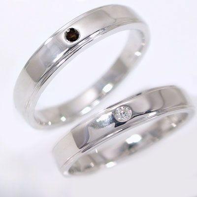 プラチナ ダイヤモンド ペアリング 結婚指輪 マリッジリング ペア 2本セット Pt900 指輪 ダイヤ ブラックダイヤ 0.02ct 平打ちストレート