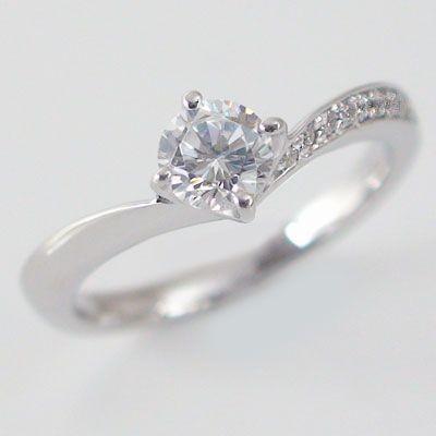 鑑定書付 ダイヤモンド プラチナ 婚約指輪 エンゲージリング ダイヤ 0.5ct G-SI2-Good 脇ダイヤ 0.06ct V字 Pt900
