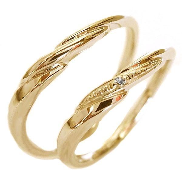 ペアリング ピンクゴールドk10 ダイヤモンド 結婚指輪 マリッジリング 2本セット K10pg