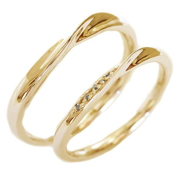 ピンクゴールドk10 ペアリング ダイヤモンド 結婚指輪 マリッジリング 2本セット K10pg