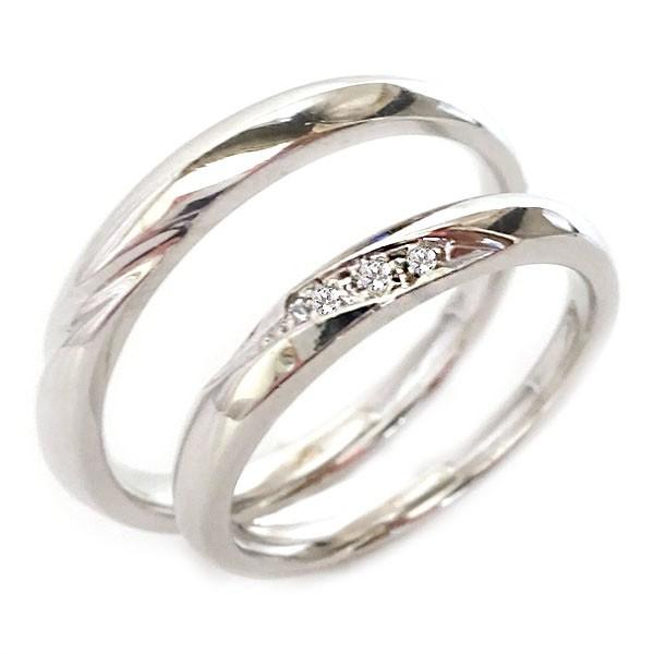 プラチナ ダイヤモンド 結婚指輪 ペアリング マリッジリング ペア 2本セット Pt900 指輪 ダイヤ ストレート カップル