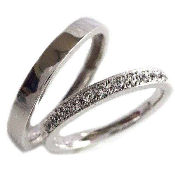 結婚指輪 ホワイトゴールド K10 マリッジリング ペアリング ダイヤモンド 2本セット K10wg ダイヤ