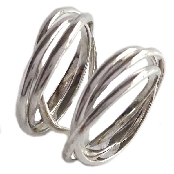 ホワイトゴールド K10 ペアリング 2本セット 三連 結婚指輪 マリッジリング K10wg