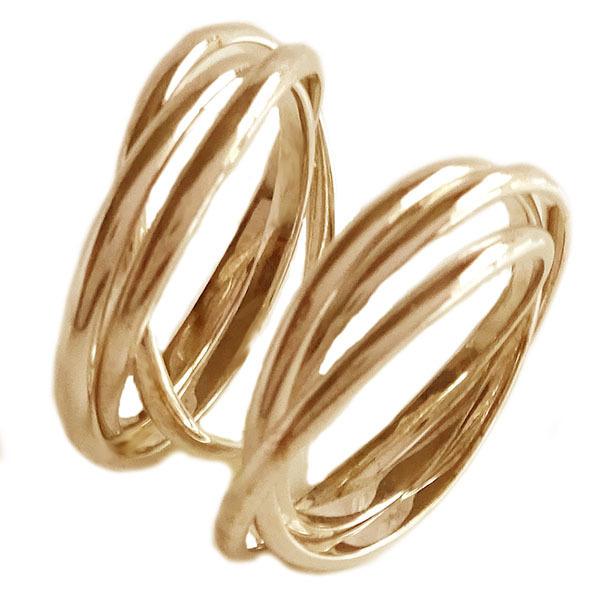 ピンクゴールド K10 ペアリング 2本セット 三連 結婚指輪 マリッジ