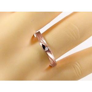 ダイヤモンド ピンクゴールド ホワイトゴールド ペアリング 結婚指輪 マリッジリング 2本セット K10 ダイヤ 0.01ct|ma38b|02