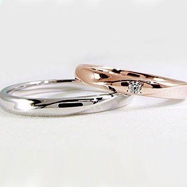 ダイヤモンド ピンクゴールド ホワイトゴールド ペアリング 結婚指輪 