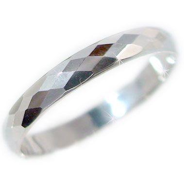 ホワイトゴールド 結婚指輪 マリッジリング ダイヤカット ペアリング K18wg 指輪