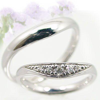 プラチナ ダイヤモンド 結婚指輪 ペアリング マリッジリング V字 ペア 2本セット Pt900 指輪 ダイヤ 0.05ct