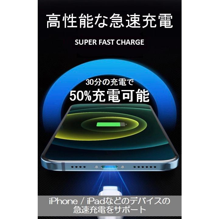 iPhone ライトニングケーブル＆コンセントセット 1m Type-C対応 充電器 急速充電 高耐久 データ転送 安い 家庭 出張 旅行用 lightning cable iPad Android 対応 | ブランド登録なし | 04