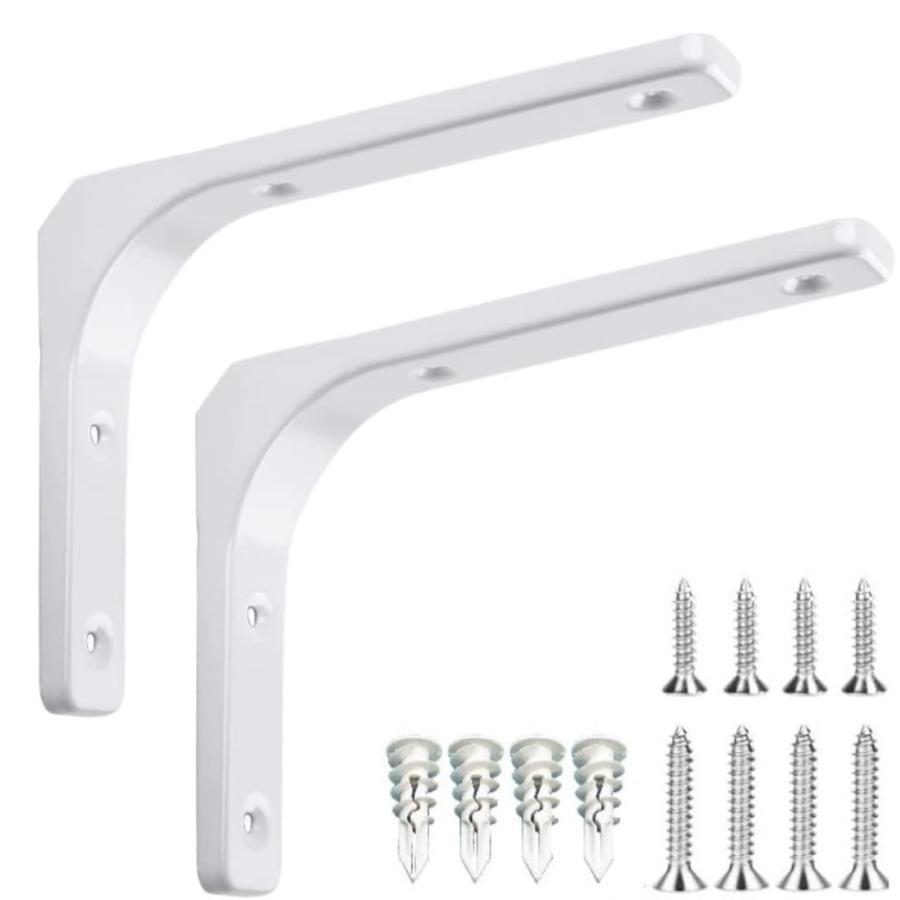 棚受け金具150mm×125mm×20mm　ホワイト 2本セット アイアンブランケット【付属品】ボードアンカー4個、ネジ大小4個 取り付け説明書 | 