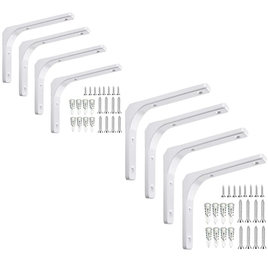 棚受け金具300mm×250mm×30mm　ホワイト 8本セット アイアンブランケット【付属品】ボードアンカー16個、ネジ大小32個 取り付け説明書 | 