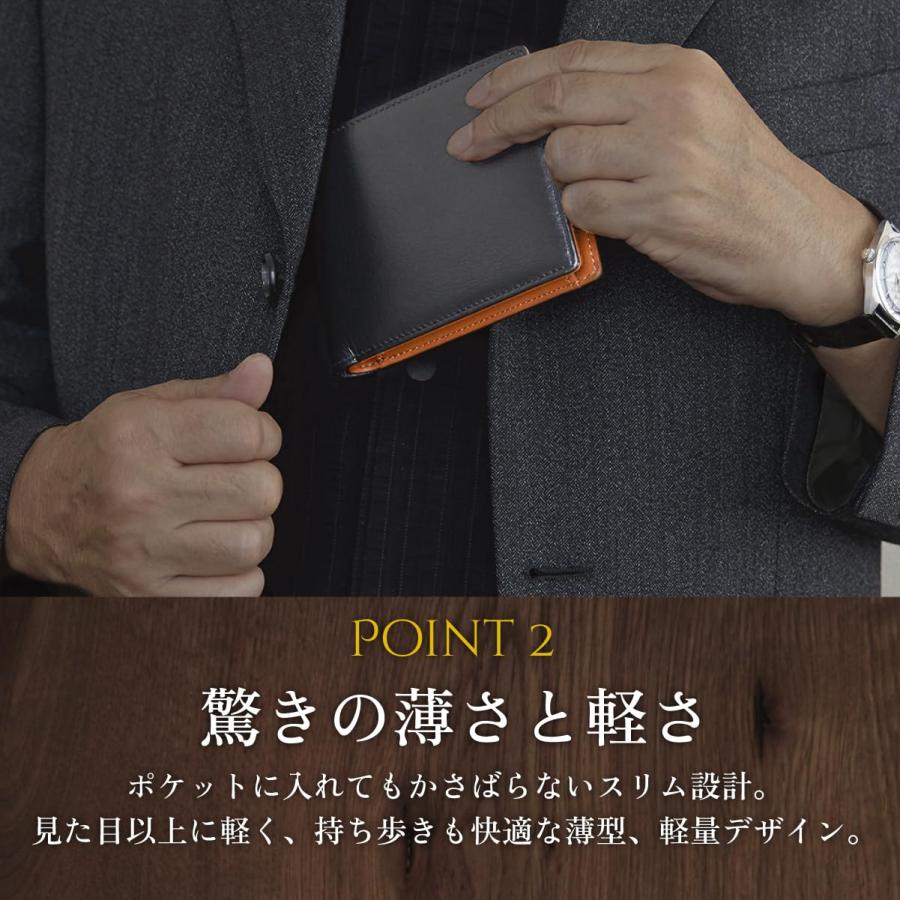 財布 メンズ 本革 コンパクト 二つ折り財布 メンズ財布 折りたたみ財布 男性 紳士用 Made in Japan 熟練職人による手作り 人気ブランド |  | 05
