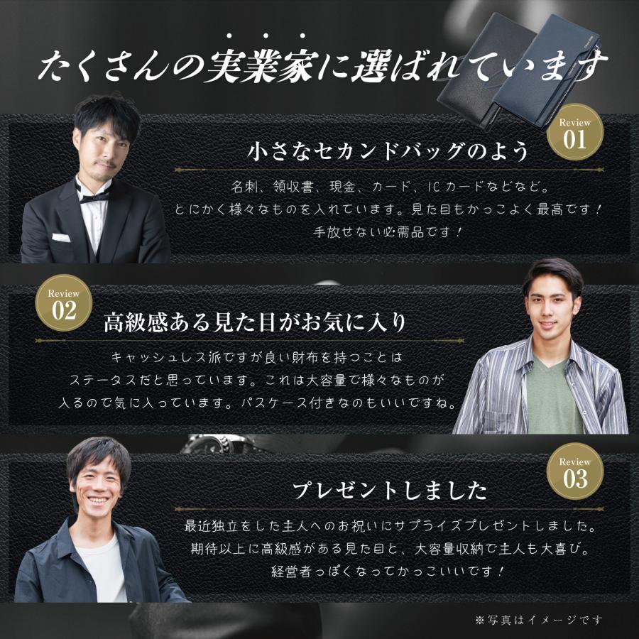 ブランド メンズ高級革財布 収納力 ギフト 長財布 カード26枚収納 大容量【付属品】 高級財布ケース ,ブランド手提げ袋 ネイビー |  | 04