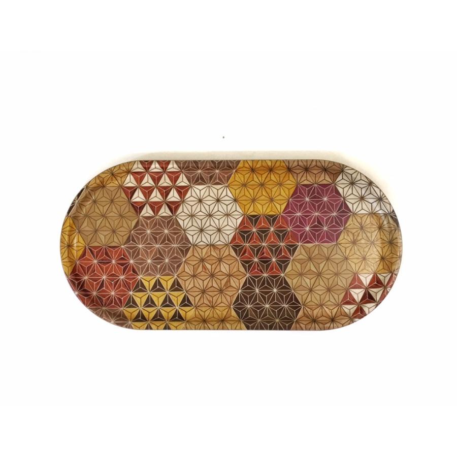 箱根寄木細工のトレイ Lサイズ 麻の葉亀甲模様 楕円 日本製 : MA by So