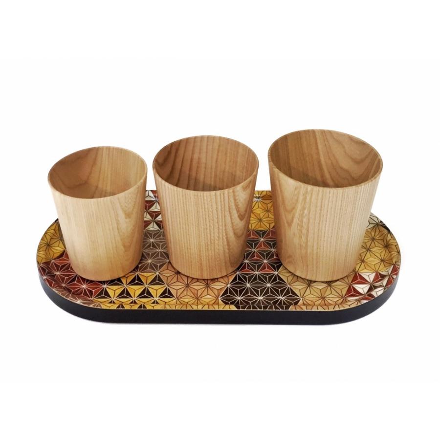 箱根寄木細工のトレイ Lサイズ 麻の葉亀甲模様 楕円 日本製 : MA by So