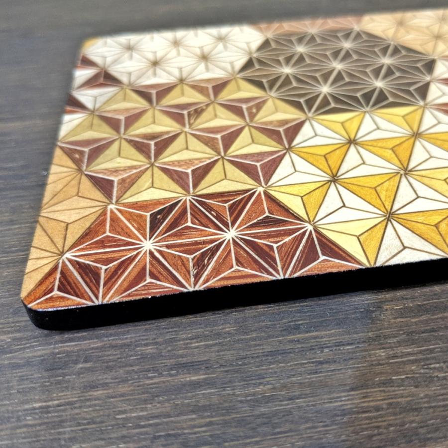 箱根寄木細工のマウスパッド S 花瓶敷き 吉祥文様 麻の葉亀甲柄 : MA