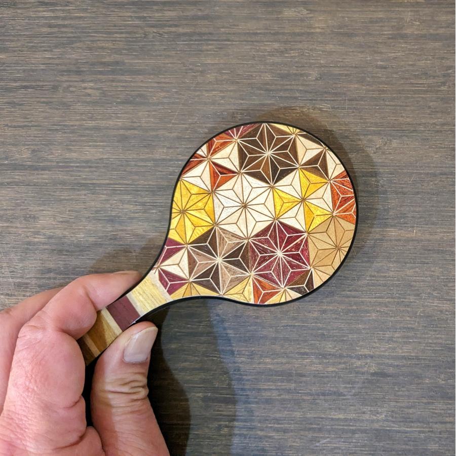 箱根寄木細工 手鏡 麻の葉亀甲柄 ハンドミラー : MA by So Shi Te