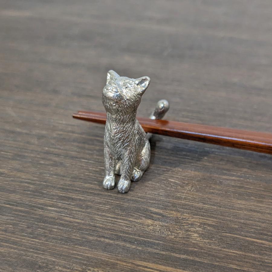 猫デザインの錫製(ピューター)箸置き 6個セット 太田祐輔氏製作