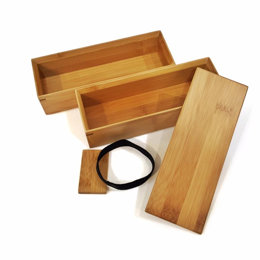 竹製弁当箱 2段　仕切り付き 弁当箱 竹製 2段 スリムタイプ 日本製 : MA by So Shi Te - 通販