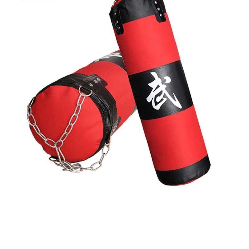 サンドバック 赤黒puレザートレーニングフィットネス総合格闘技ボクシングパンチングバッグ空のスポーツキック 80cm 100cm 120cm red｜mabikara｜04