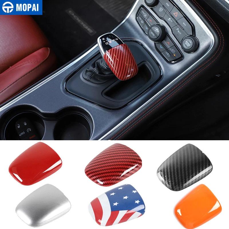 車のギアシフトノブヘッド装飾カバー ステッカー アクセサリ ーダッジチャレンジャー15 ダッジチャージャー15 シフトノブカバー カラー Carbon Fiber Red Onomade Net