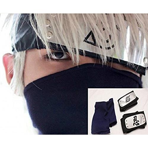 Bravebird 忍 コスプレ 額あて 2枚 マスク 合計3点 セット 暁 150 フリーサイズ カカシ 小道具 額あて2点 はたけ レビュー高評価の商品