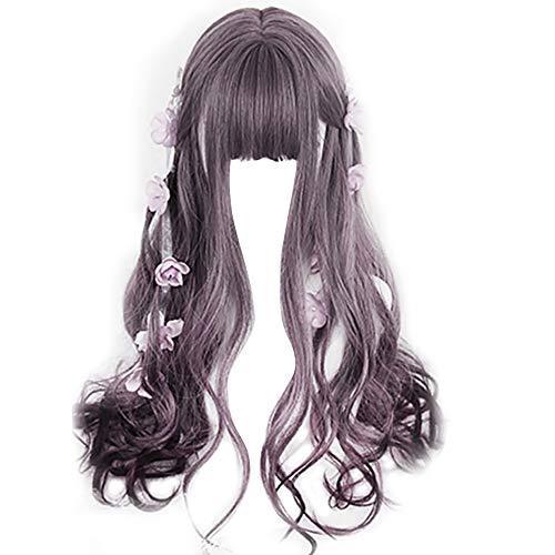 激安挑戦中 セミロング 日常 ワインレッド色 原宿風 巻き髪 コスプレ かつら ロリータlolita風 パーティー グラデーション Gal系 耐熱ウィッグ 仮装 変装