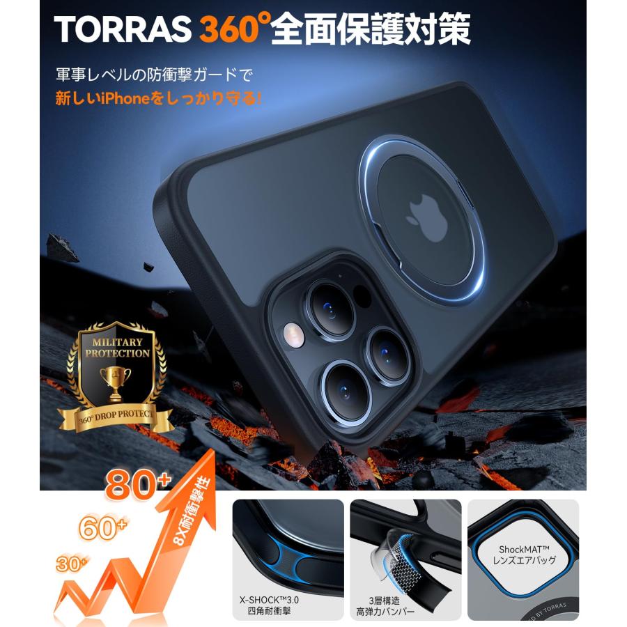 多機能360度回転スタンド】TORRAS iPhone 15 Pro Max 用 ケース