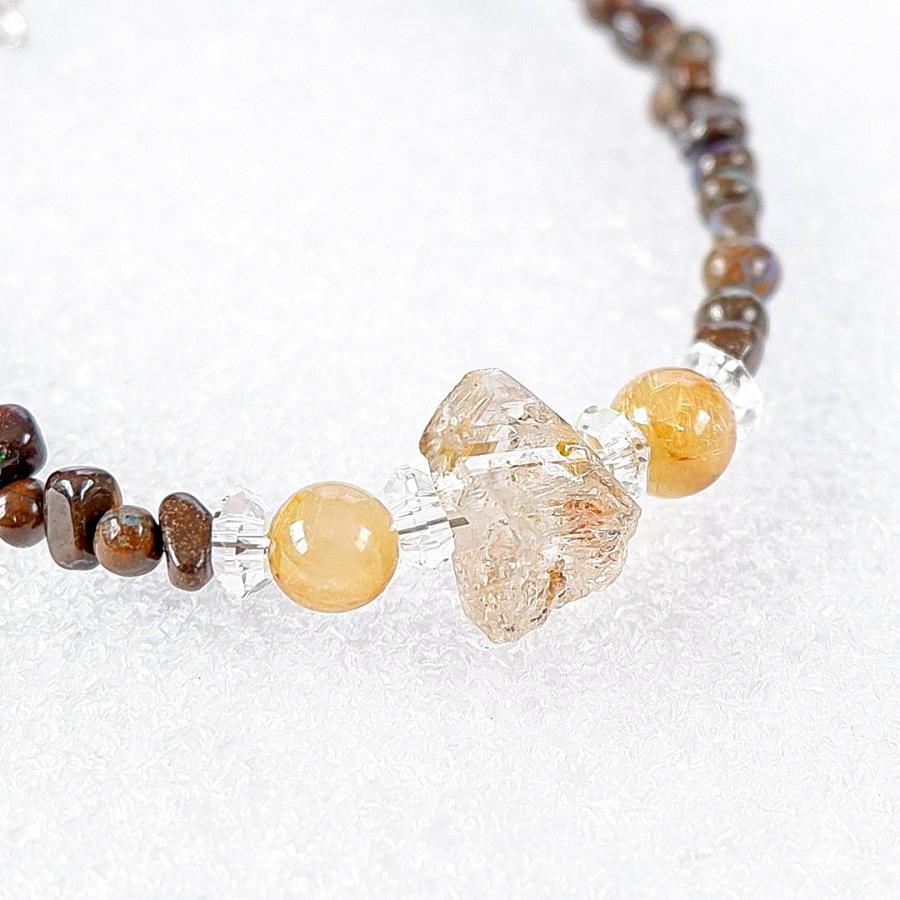 〜潜む輝き〜　オイルインクォーツとボルダーオパールのブレスレット　天然石アクセサリー　一点物 |  | 04