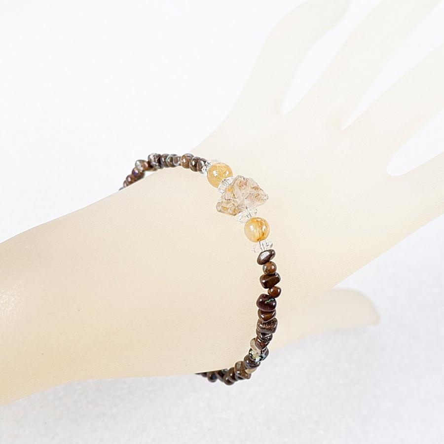 〜潜む輝き〜　オイルインクォーツとボルダーオパールのブレスレット　天然石アクセサリー　一点物 |  | 05