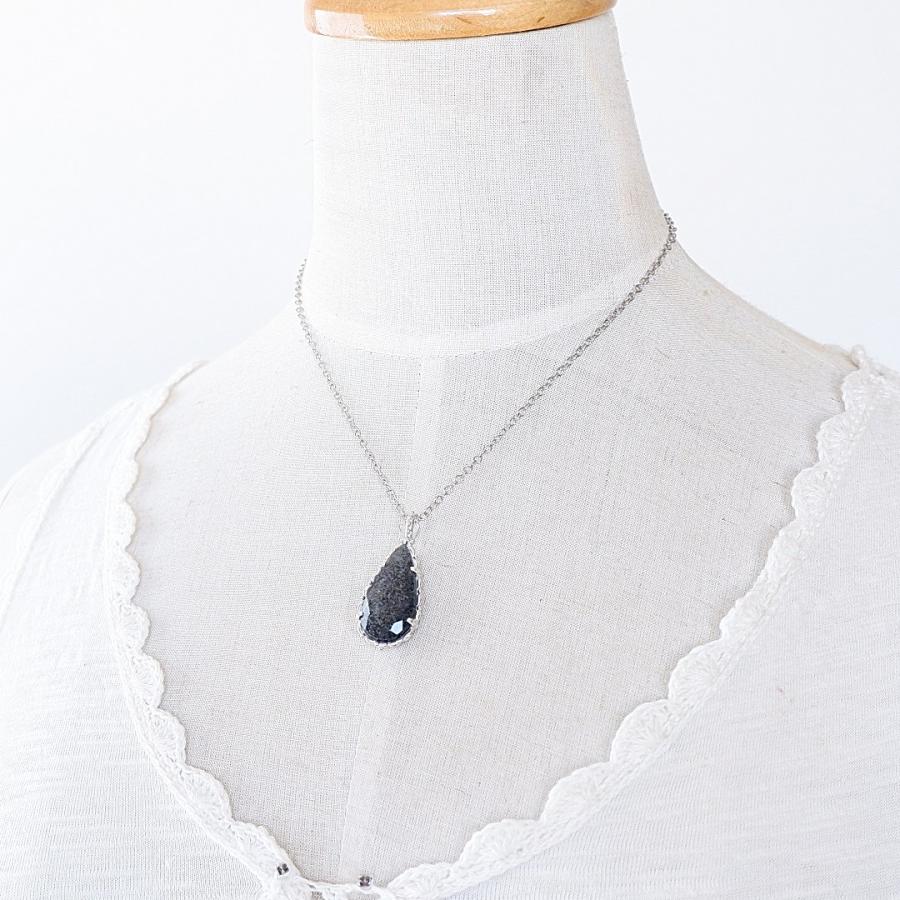 ブラックアベンチュリンの粒飾りペンダント ＊天然石アクセサリー　手作りアクセサリー　ペンダントトップ　一点物＊ |  | 06