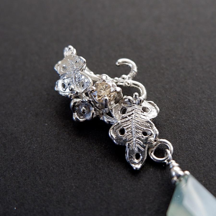 アクアプレーズとモアサナイトのボタニカルなペンダント 一点もの |  | 04