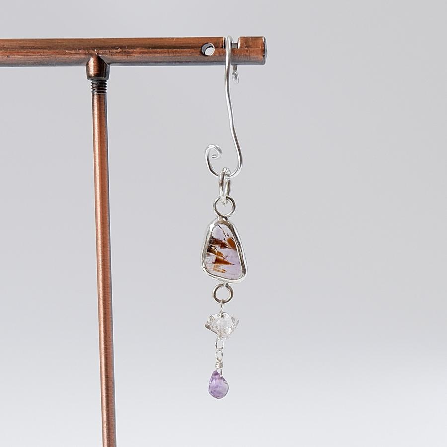 〜個性的な内包物〜　カコクセナイトインアメジストとダブルポイントクォーツのペンダント　天然石アクセサリー　一点物 |  | 03