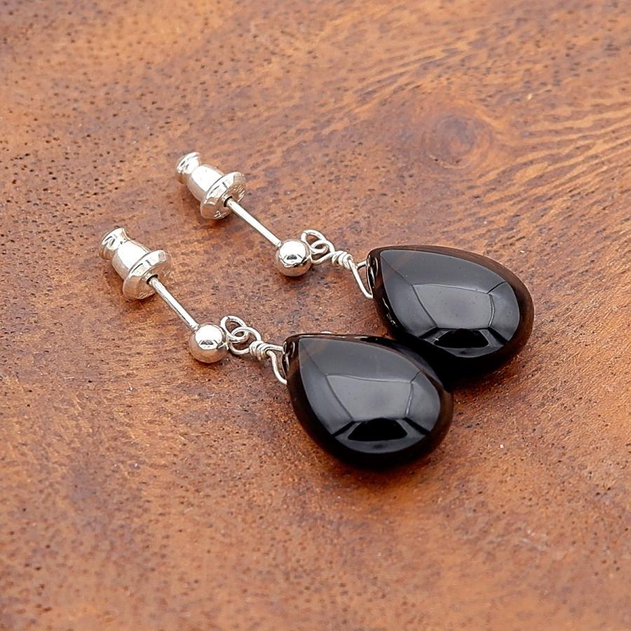 ロシア産モリオンのシンプルピアス　〜漆黒の守護〜　天然石アクセサリー　ピアス　 |  | 02