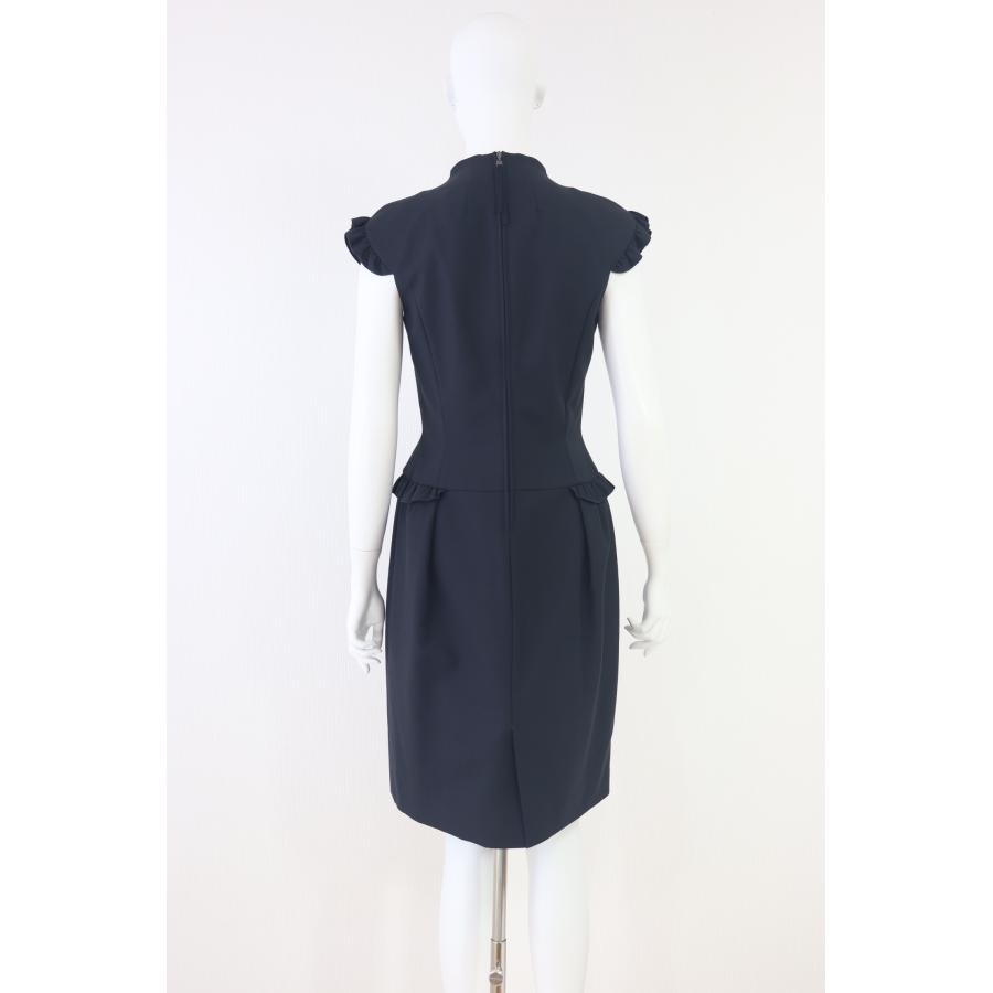FOXEY BOUTIQUE FOXEY 肩フリルコットンピケワンピース 34499 紺