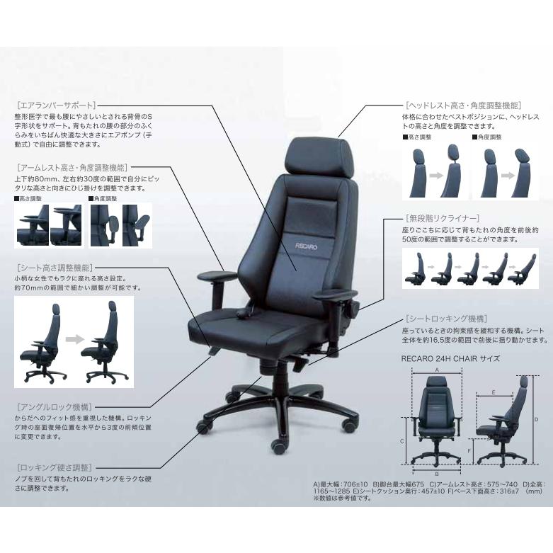 レカロシート オフィスチェア レザーシリーズ RECARO 24H CHAIR レカロシート オフィスチェア レザーシリーズ RECARO 24H CHAIR
