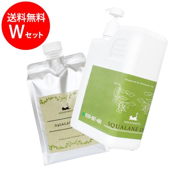 マカダミ屋 スクワランオイル 1000ml×2 Wセットボトルタイプ＆詰替用