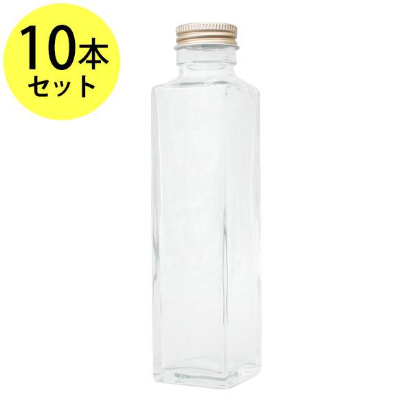 ガラス瓶角型150ml×10本セットスクリューキャップ付ガラス容器 オイル