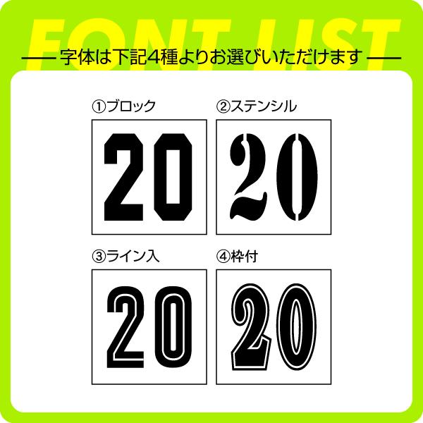 背番号ゼッケン デザイン書体 20×20cm 野球 サッカー 名入れ 布