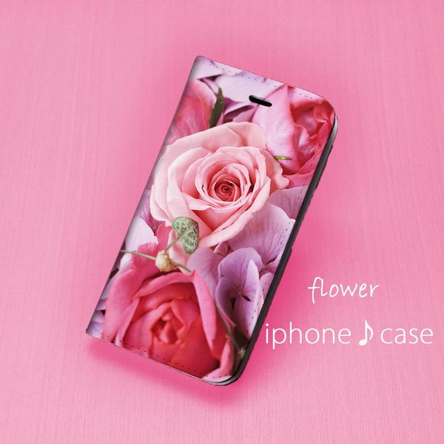 iPhone8 / iPhoneSE2 SE3 他 手帳型 スマホケース フラワー バラ1 柄