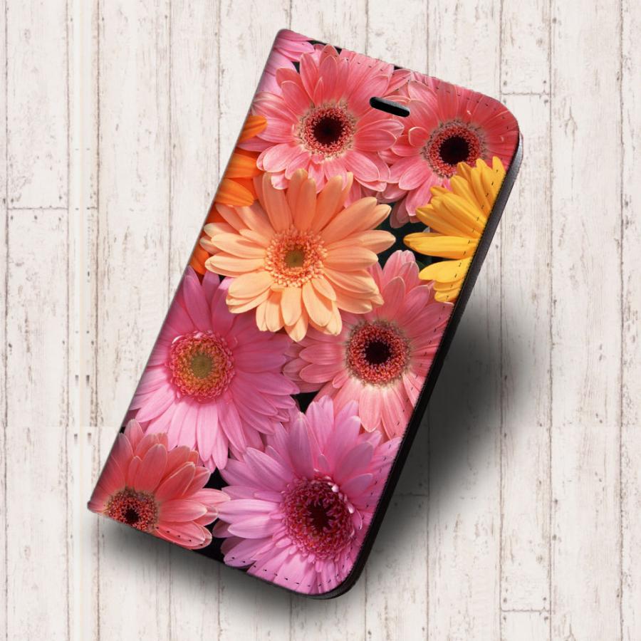 iPhone17 他 手帳型ケース ガーベラ カラフル ☆花 柄 iPhoneSE