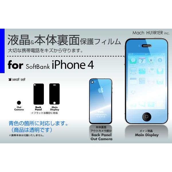 iPhone 4液晶・本体背面（裏面）保護フィルム 3台分セット｜machhurrier