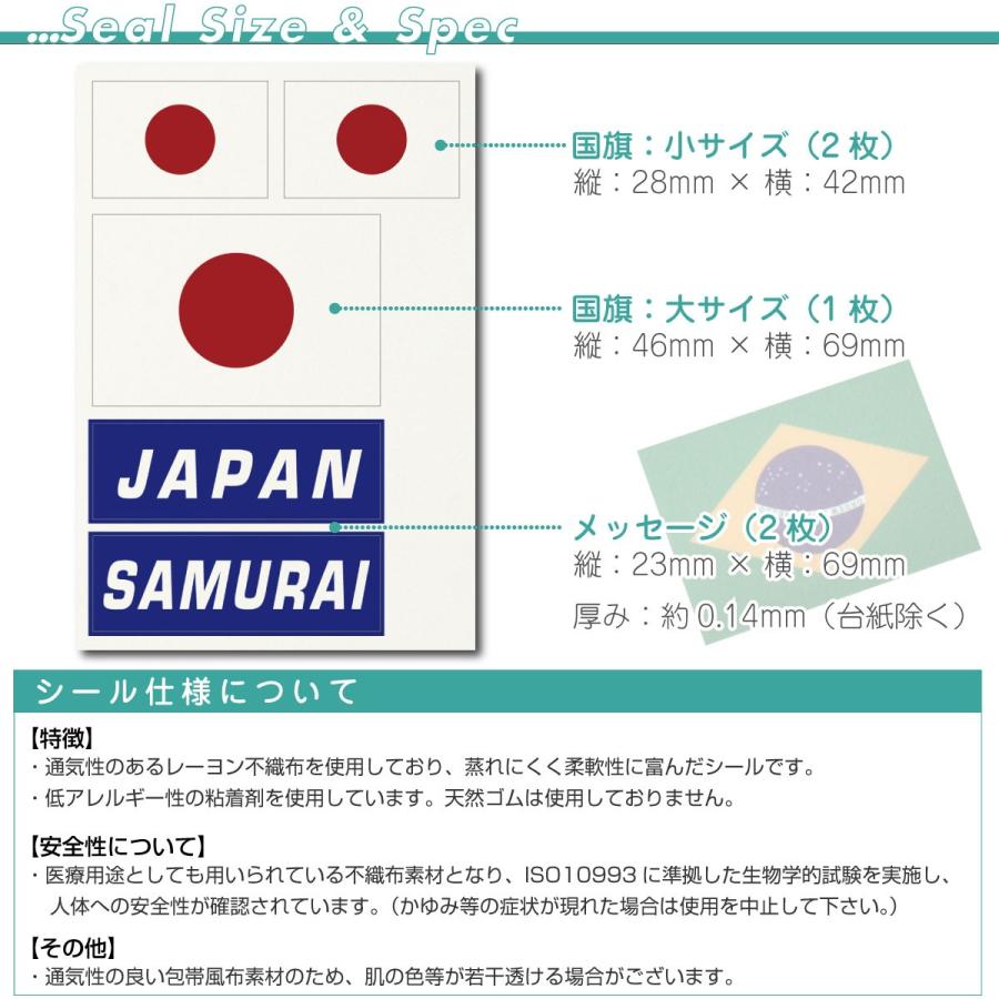 日本 ジャパン 国旗 フェイスシール タトゥシール 【 ワールド対応ステッカー ☆ サッカー・野球 ラグビー 代表応援グッズ♪｜machhurrier｜03