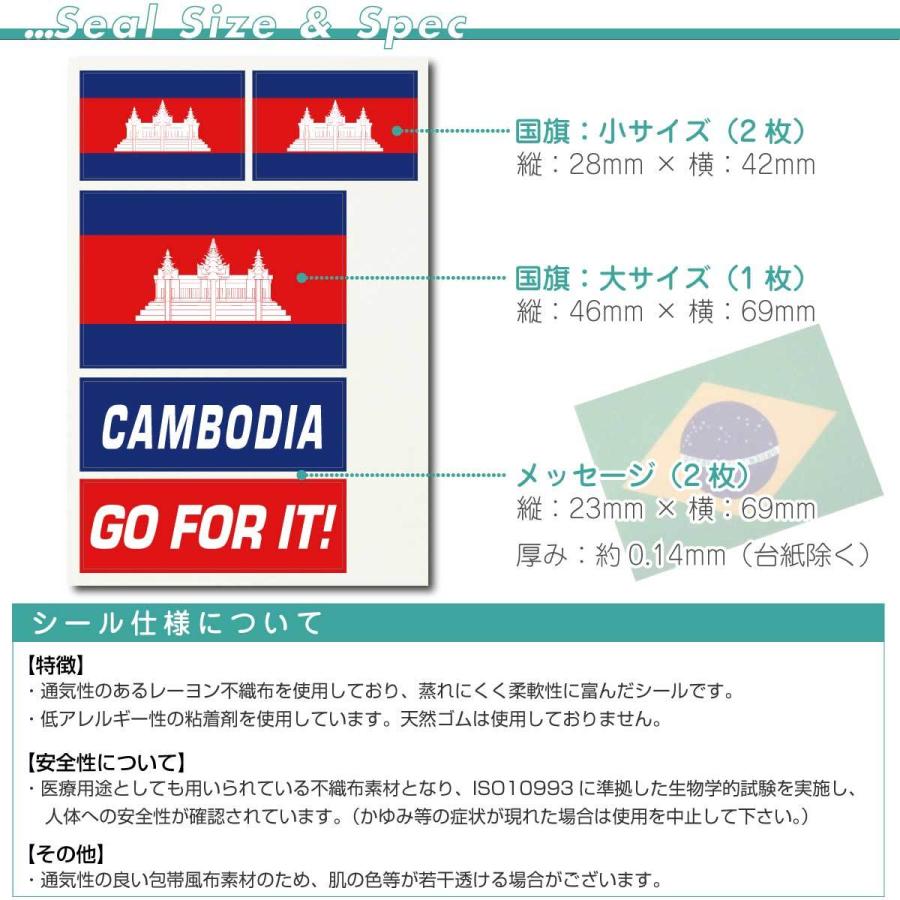 カンボジア王国 国旗 フェイスシール タトゥシール 【 ワールド対応ステッカー ☆ サッカー・野球 ラグビー 代表応援グッズ♪｜machhurrier｜03