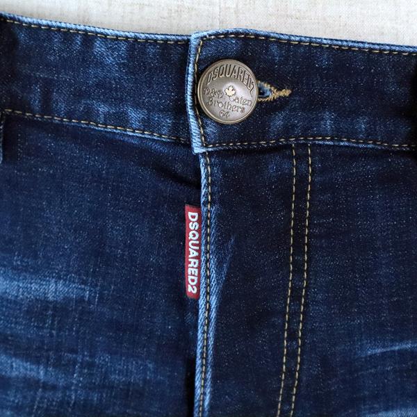デニムパンツ Dsquared2 S74LB1336 秋 冬 ストレッチ ジーンズ Gパン 1点物 おしゃれ インディゴ コン ネイビー ズボン ダメージ　ディースクエアード2の画像