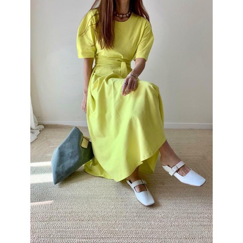 格安人気 ワンピース コットン ロング丈 ラウンドネック 半袖 ボリューム袖 無地 ａライン 大人可愛い 春夏 ウエストマーク Op 0111 美しい Lewisfamilyinsurance Com